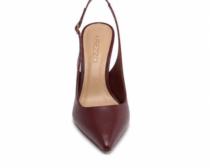 Scarpin Couro Slingback Salto Taça Bordô Arezzo — foto 4
