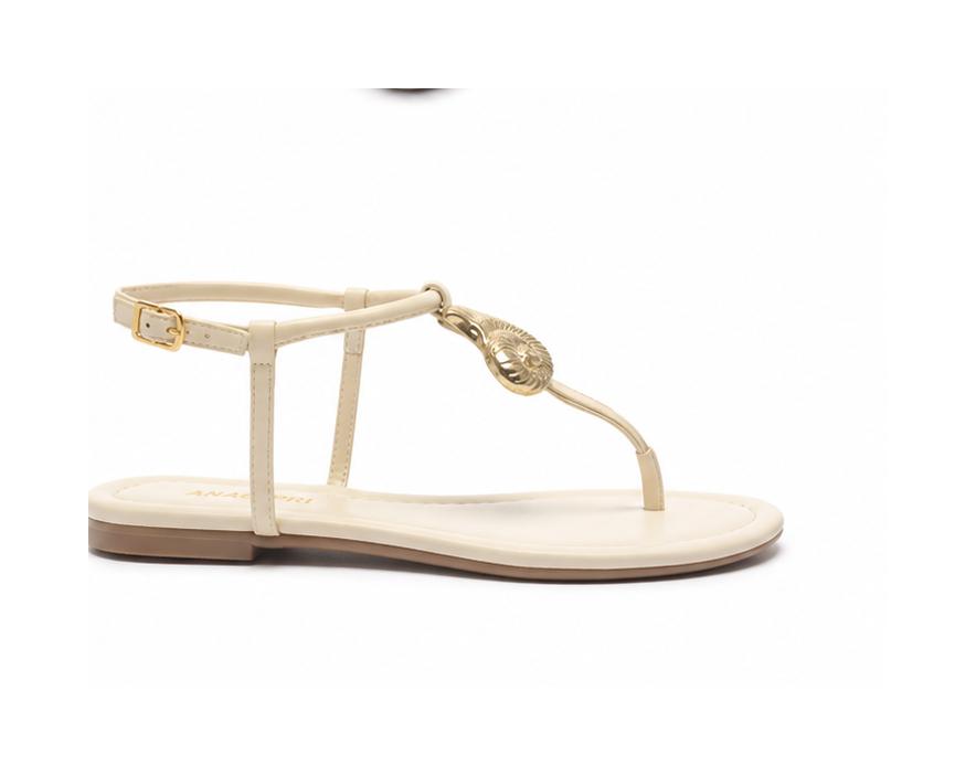Rasteira Couro Concha Dourado Creme Anacapri — foto 4