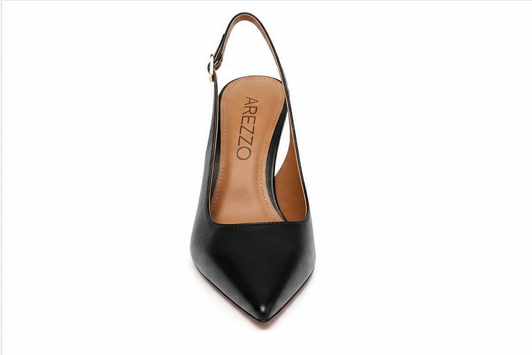 Scarpin Couro Slingback Salto Anabela Dourado Arezzo — foto 4