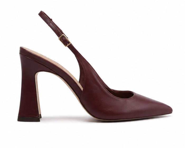 Scarpin Couro Slingback Salto Taça Bordô Arezzo — foto 2