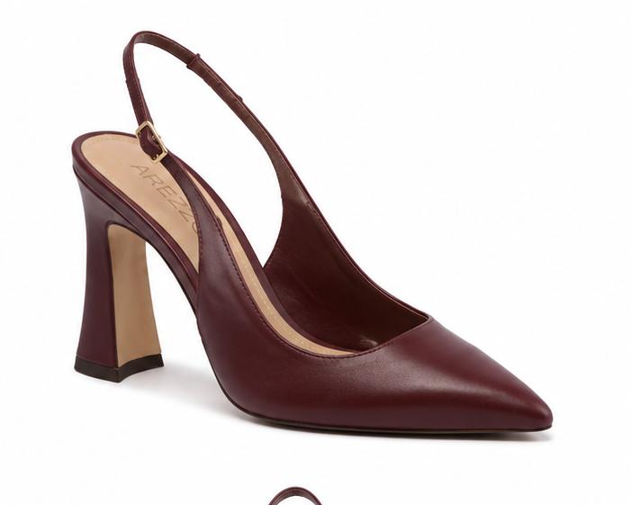 Scarpin Couro Slingback Salto Taça Bordô Arezzo