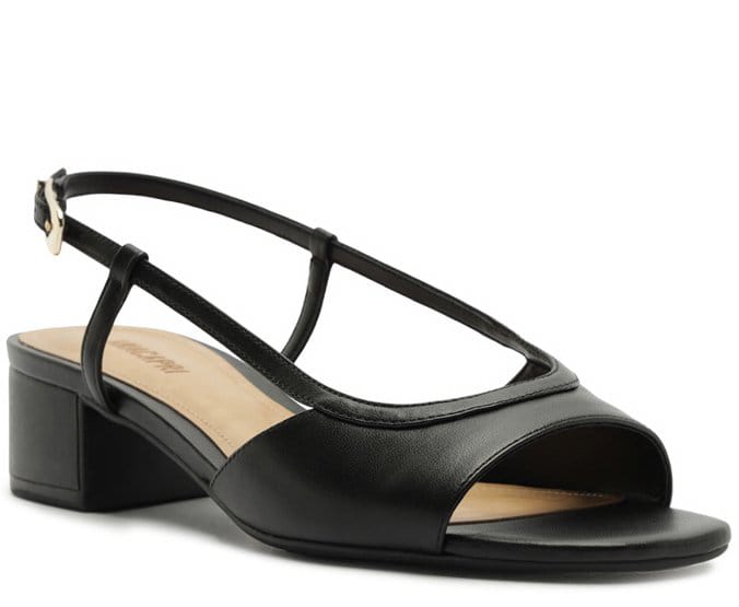 Sandália Couro Slingback Salto Bloco Preta Anacapri — foto 3
