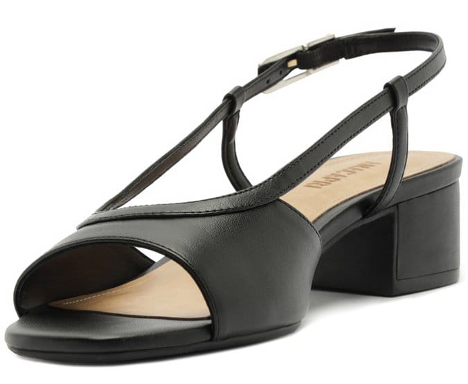 Sandália Couro Slingback Salto Bloco Preta Anacapri — foto 2